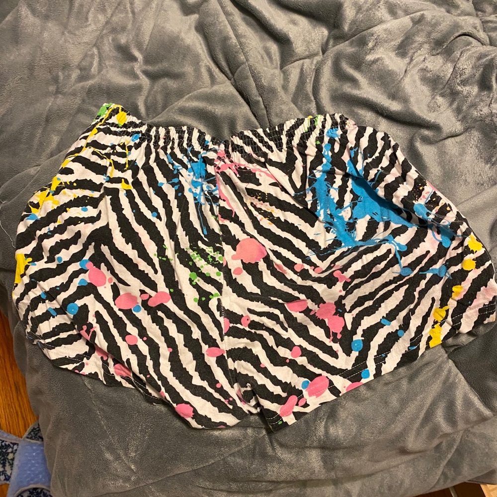 Zebra Splattered Paint Soffe Shorts